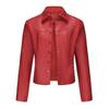 Fall Winter Women Lapel Collar Long Sleeve Slim Fit Zipper Pu Leather Jacket