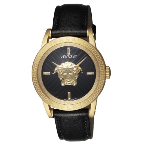 Versace V-CODE Watch, Black Dial, Stainless Steel, Sapphire Crystal, Quartz Movement, 43mm, Swiss Made, VESN00422, Men's