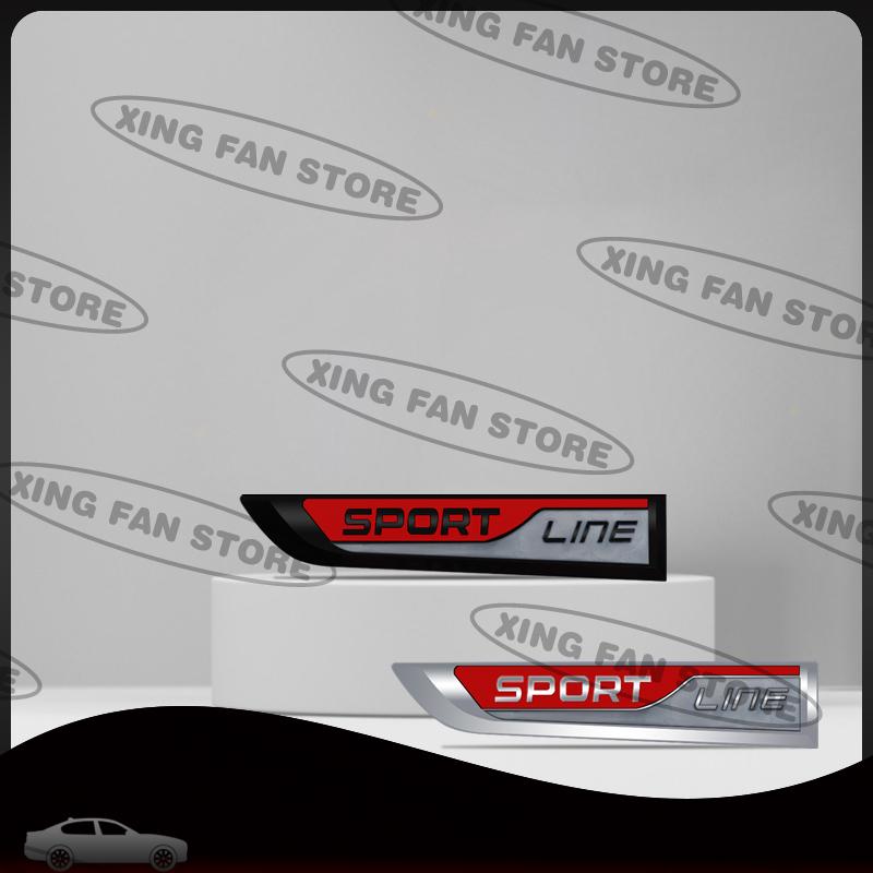 AAABU1 Auto Styling Sport Line Emblem 2Pcs Car Side Rear Trunk Badge Decal Body Sticker For Skoda Fabia Octavia Yeti Karoq VRS Scala