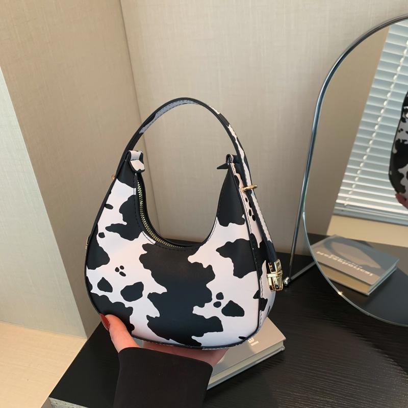 Women'S Bag Fashion Shoulder Bag Texture Pu Armpit Bag Personalized Zebra Pattern Crescent Bag