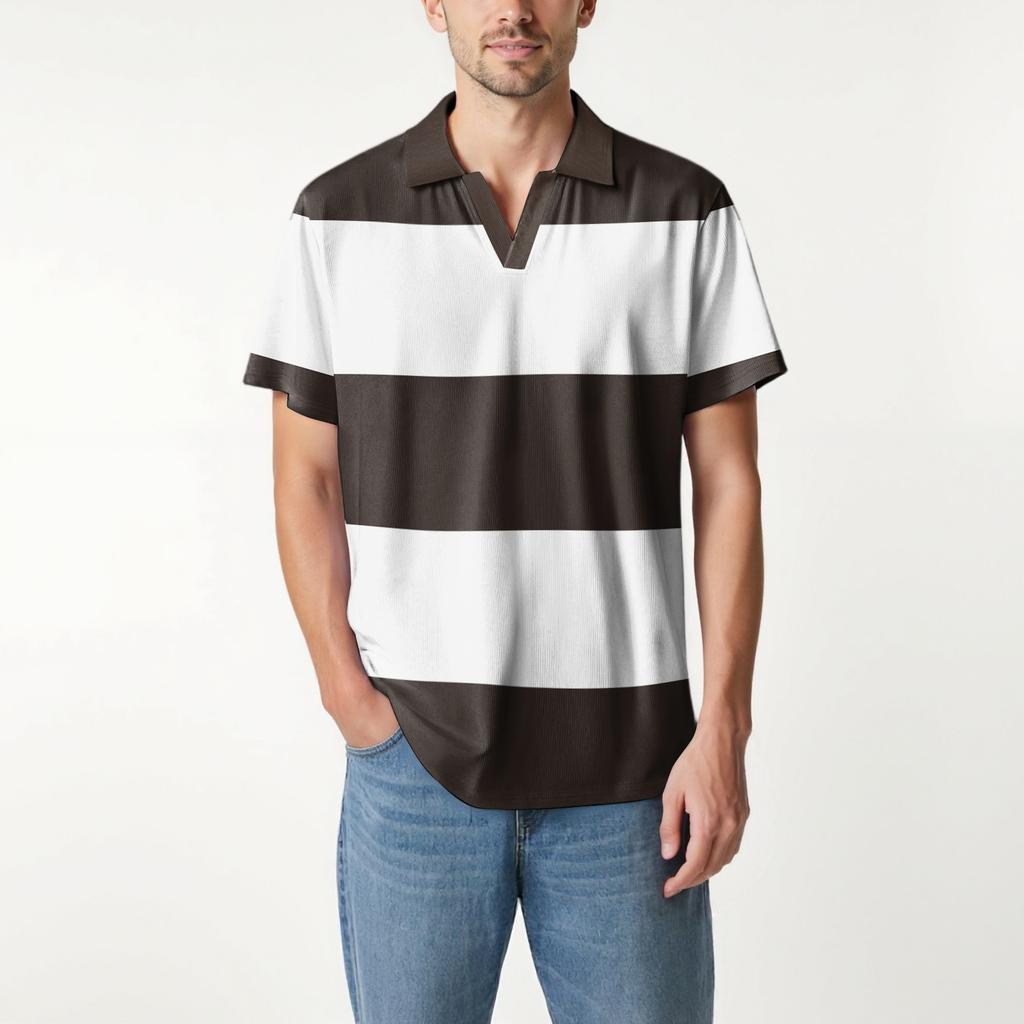 Мужская модная футболка для гольфа с коротким рукавом и V-образным вырезом