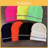 Knitted Fluorescent Hat Rolled Hem Design For Winter Warmth Stylish Cold Weather