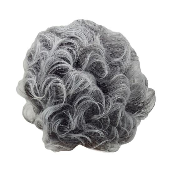 Short Wavy Curly Wigs with Bangs Natural Look High Temperature Silk Hair Wigs Long-Lasting Wear Middle-aged Women Style Fashion Fluffy Silver
