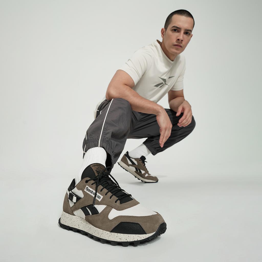 Reebok Классические кожаные утепленные кроссовки унисекс Army Green Core-Black Bone 100074285