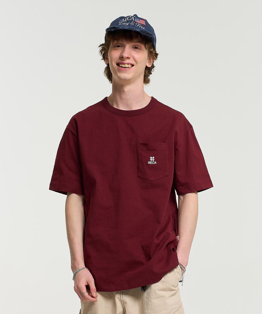 AECA Everyday Aeca Clover Pocket Tee-Burgundy