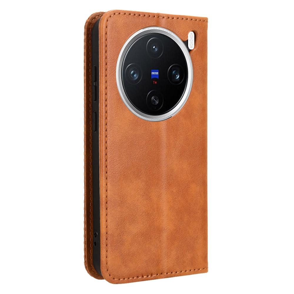 For vivo X200 5G Leather Case Wallet Stand Retro Texture Phone Cover