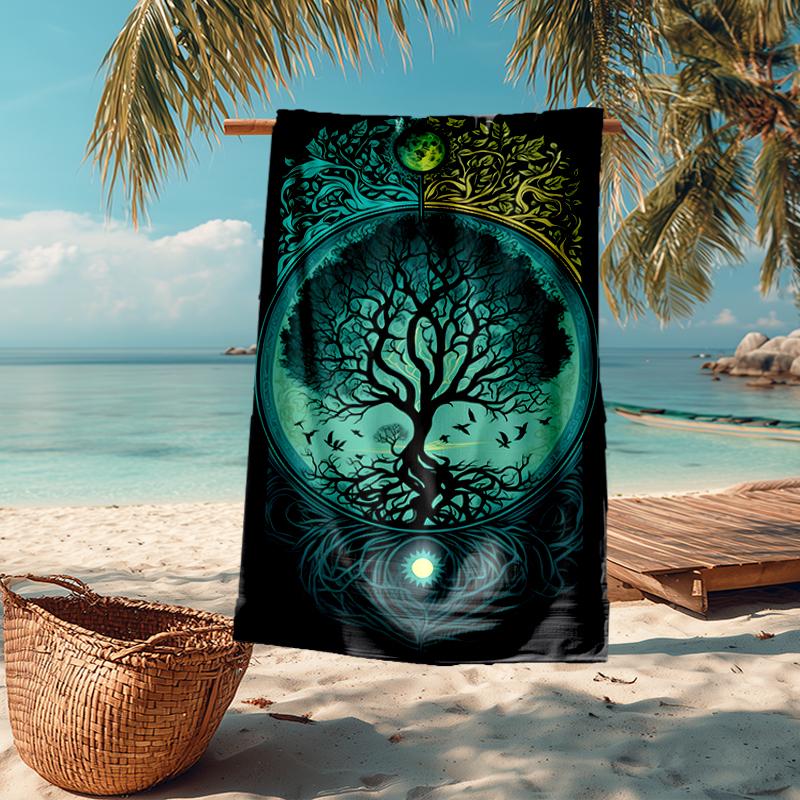 Viking Runes & Tree of Life Fashion Beach Towel: Ideal for Summer Adventures Soft, absorbent and quick drying suitable for swimming and bathing