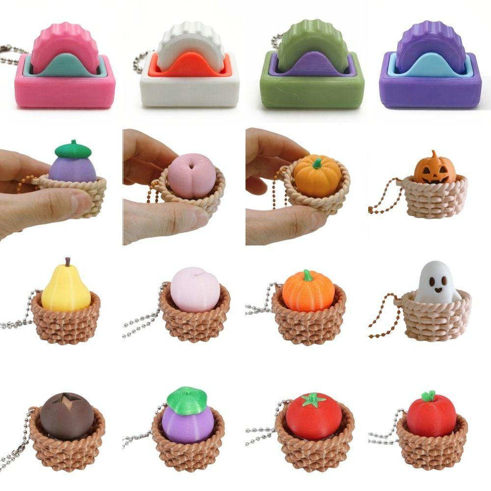 with Beaded Chain Roller Stress-relief Button Portable Halloween Ghost Keychain  Desktop Ornament