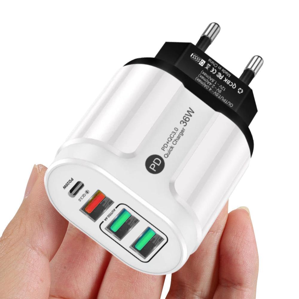 Многопортовое зарядное устройство GaN Европейского стандарта PD33W QC3.0 с быстрой зарядкой 9В/12В
