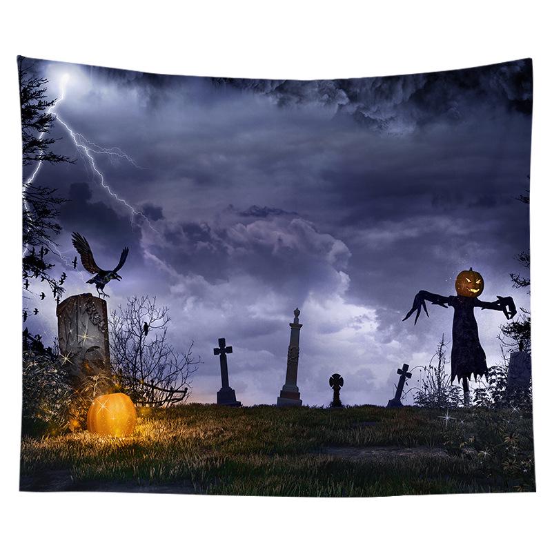 Halloween Tapestry Night Castle Graveyard Tapestry Hippie Tapestry Wall Hanging Bedroom Dorm Living Room Home Decor Tapestry