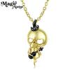 Guitar -Playing Skeleton Imp Necklace Female Niche Design Sense S925 Sterling Silver Pendant Clavicle Chain Sweater Chain