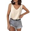 Women's Solid Color Satin V-neck Casual Sleeveless Vest Blouses & Shirts