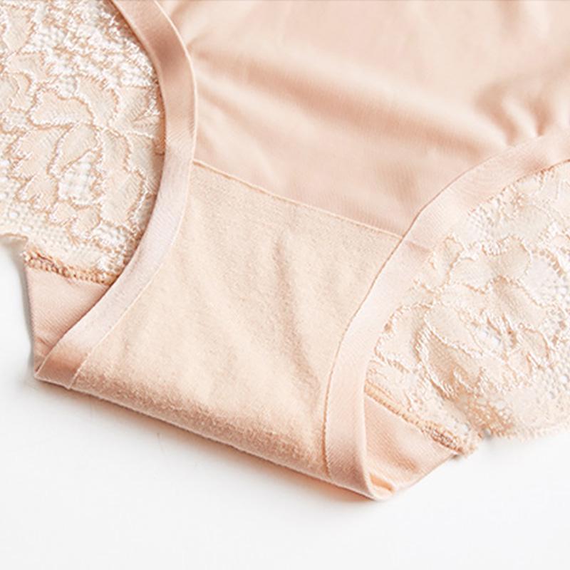 Women Triangle Briefs Underpants Lingerie Lace Breathable Ice Silk Panties Comfortable Solid Color