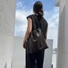 Head Layer Cowhide Mother Bag Pleated Drawstring Shoulder Bag Texture Bucket Bag Large Capacity Lazy Style Crossbody Bag
