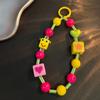 Cute Square Robot Beaded Chain Bag Charm DIY Beads Phone Strap CCD Camera Accessory