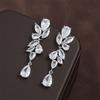 Luxury Clear Water Drop Zircon Bridal Earrings for Women Elegant Cubic Zirconia Long Dangle Earring Wedding Zircon