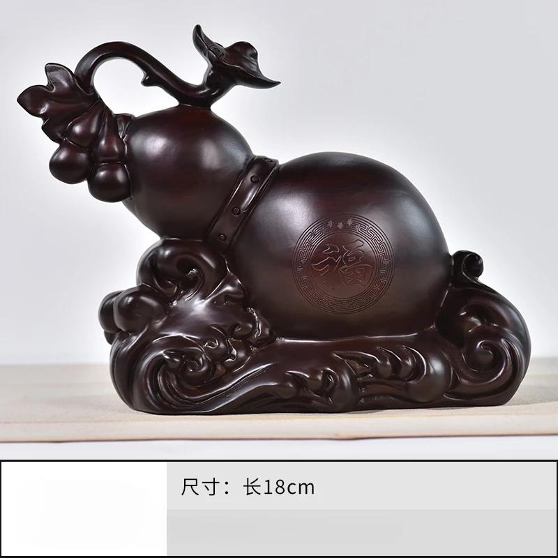Classical and Creative Solid Wood Carving Gourd Decorations, Home Living Room, Mahogany Ruyi Handicrafts Home Decoration Statue