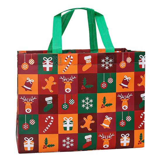 Рождественская сумка-тоут с ручками Нетканые подарочные пакеты Большие многоразовые Рождественские пакеты для покупок к Рождеству