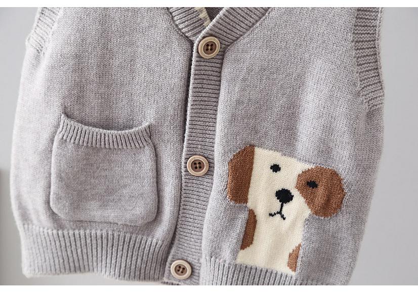 2026 Spring/Autumn Boy's Sleeveless Knit Cardigan Vest