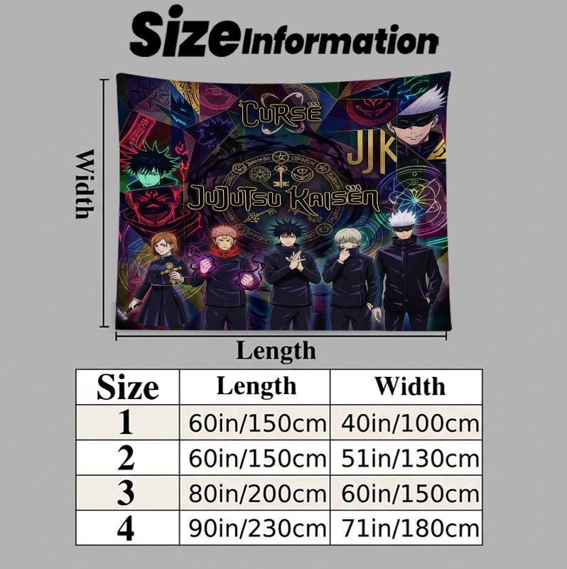 Jujutsu Kaisen Wall Tapestry Aesthetic Wall Hanging Printed Fabric Blanket Decorative Tapestries For Bedroom Living Room Home Decor
