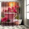 Romantic Tea & Roses Art Shower Curtain - Modern Waterproof Design for Stylish, Unique & Cozy Bathroom Decor Experience