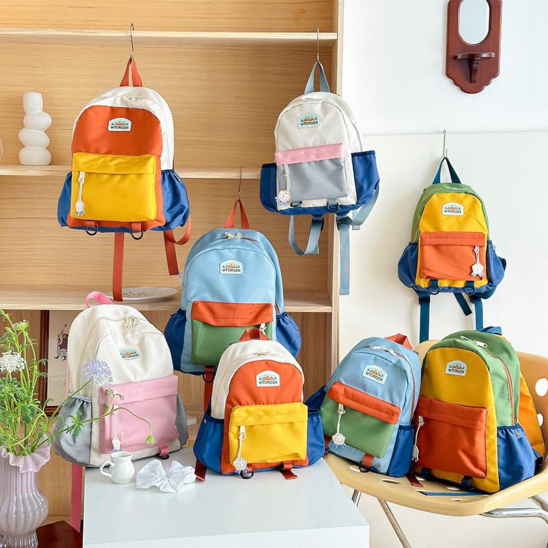 Color Matching Children'S Backpack Cute Kindergarten School Bag Boys And Girls Leisure Lightweight Travel Backpack