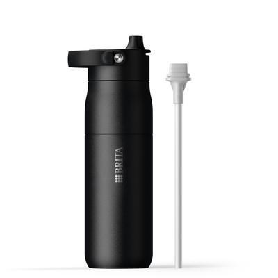 Brita 680 мл Нержавеющая сталь Термоизоляция Холодная с ручкой и для посудомоечной машины Lark Essential Черная Бутылка, Двустенная (24-часовая стойкость), Солома,
