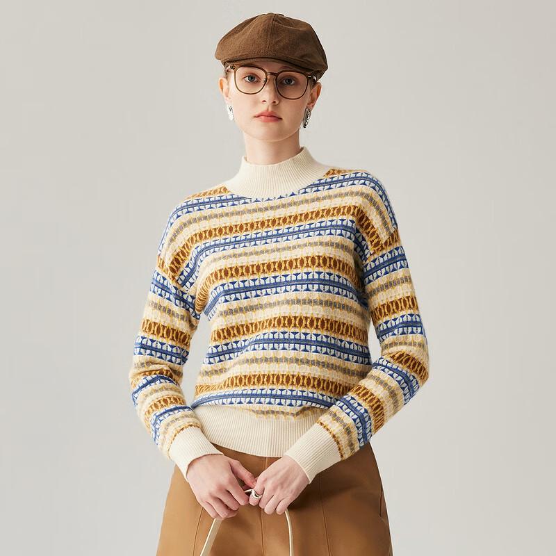 Женский джемпер Zhaojun из кашемира с узором Fair Isle, с полувысоким воротником
