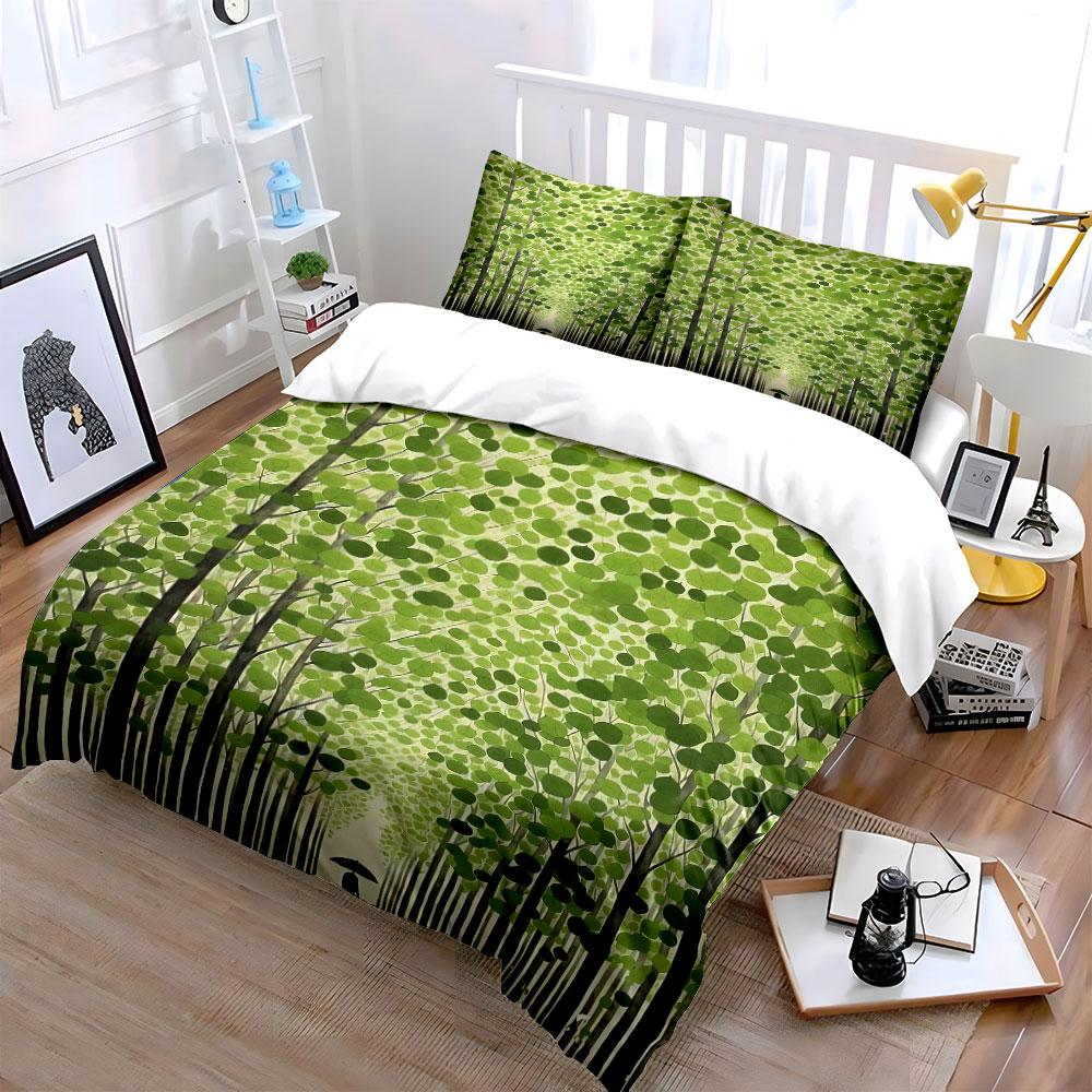 Green leafy forest pathway. Bedding sets Duvet cover sets Duvet covers Pillowcases(1* Duvet Cover 2* Pillowcases without duvet insert)
