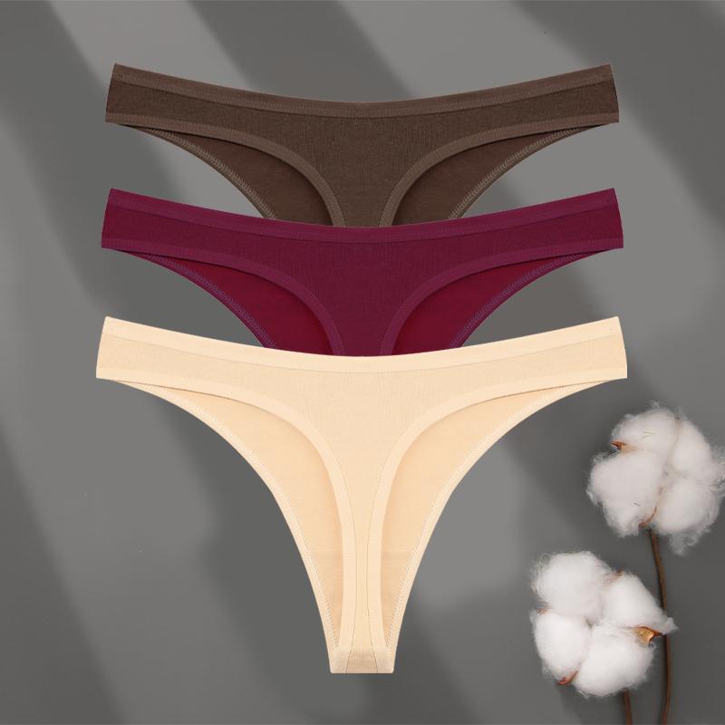 3Pcs/set Cotton Seamless Panties Comfort Underwear for Women Low Waist Breathable Thongs Sexy Solid Sport G-String Soft Lingerie