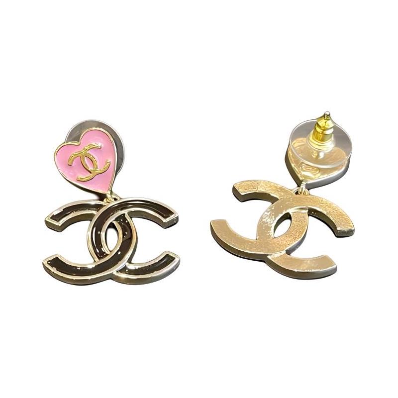 Chanel Элегантные и Изысканные Объемные Металлические Серьги с Тройным C для Женщин Черные