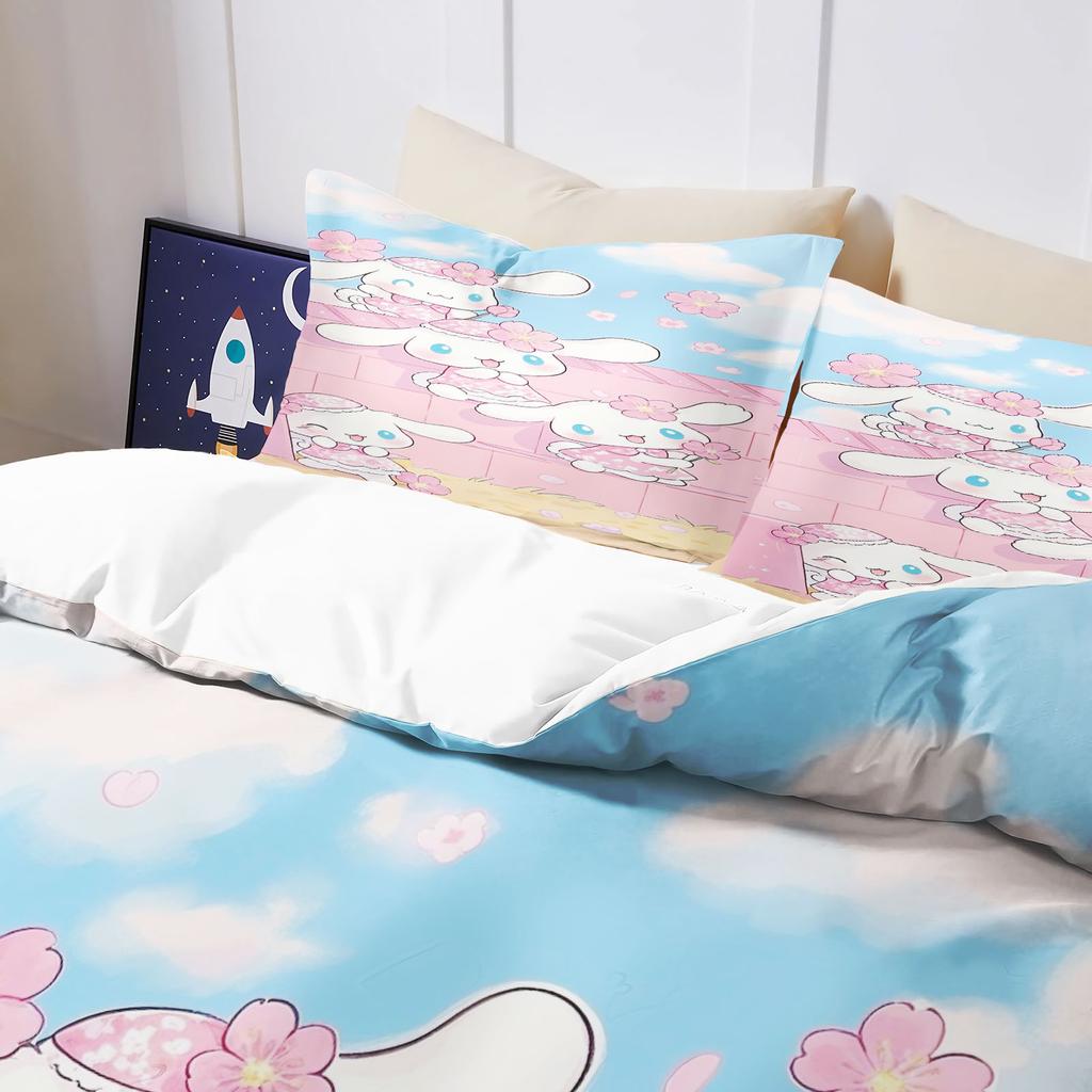 Набор постельного белья Cinnamoroll Hello Kitty Kuromi Sakura Милый мультяшный пододеяльник Наволочка Набор Kawaii Розовый Синий Декор для дома и спальни