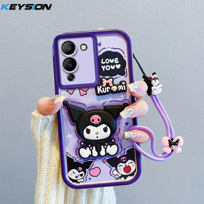 KEYSION Shockproof Case for Infinix Note 12 G96 with Lanyard Silicone Cute 3D Cartoon Doll Phone Cover for Infinix Note 12 G96