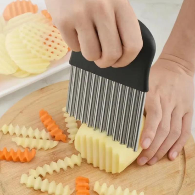 Нержавеющая сталь нарезка для картофельных чипсов, тесто, овощи, фрукты, волнистый кухонный нож, измельчитель, прибор для приготовления картофеля фри, инструменты, гаджет