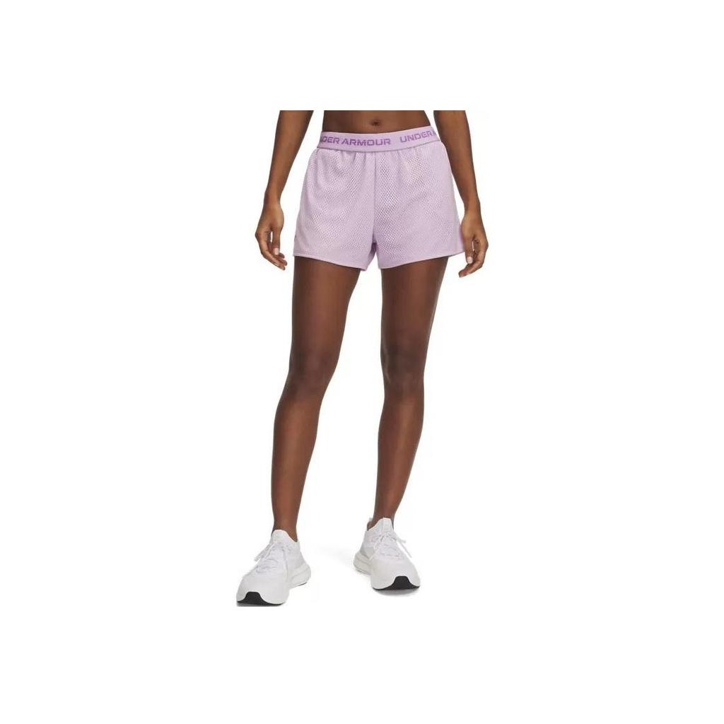 Under Armour Play Up Tech™ Mid Rise Breathable Training Letter Sports Shorts Women Shorts Purple 1390382-543