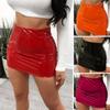 Imitation Leather Mini Skirt Sexy Versatile Solid Color Short Skirt Parties Clubs Women Bottoming Skirt Fashion Garment