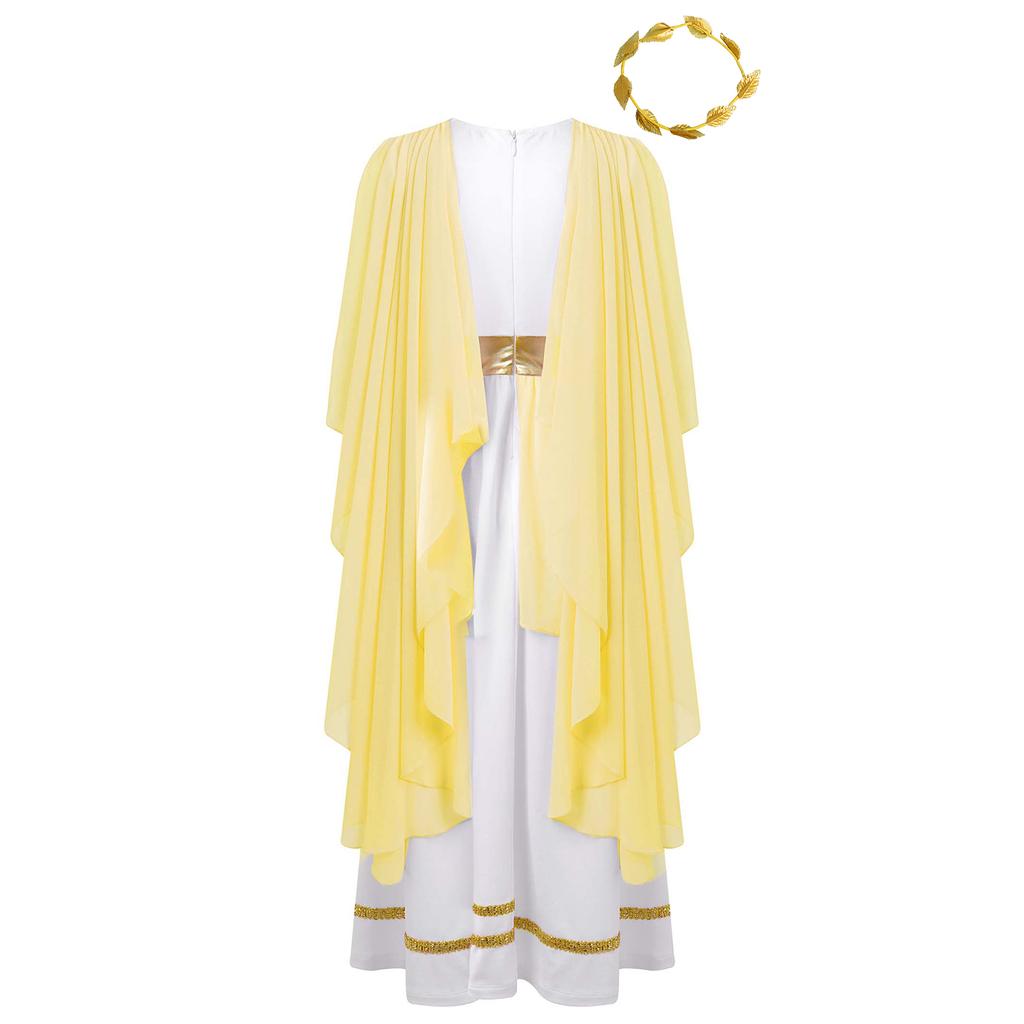 Дети греческая Афина Гостуме девушки принцесса шифоновое длинное платье платье с повязкой на голову для косплей вечеринки