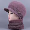 Middle Aged Elderly Hats Women Winter Knitted Woolen Hats Rabbit Hair with Thick Velvet Mother's Elderly Women's Hats Grandmother's Warm Hats