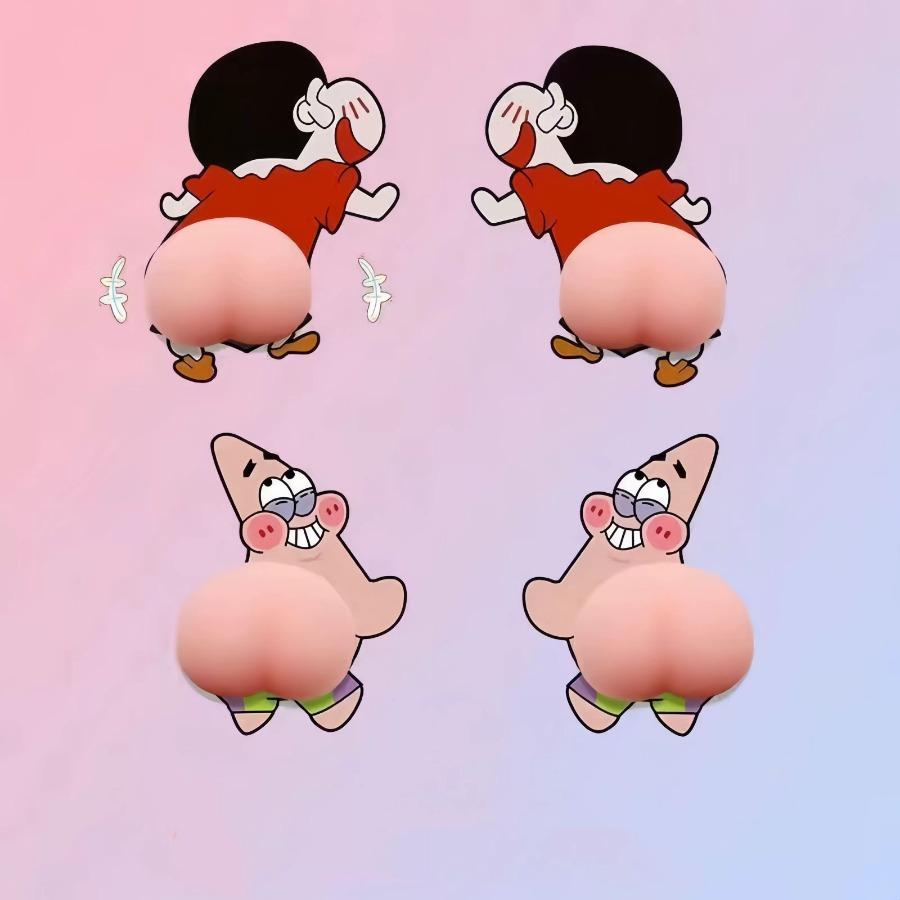 Новинка Смешные Маленькие Игрушки Щипать Мультяшную Задницу для Снятия Стресса и Расслабления Аниме Наклейки Чехол для Мобильного Телефона Наклейки на Автомобиль Вечеринка Розыгрыш