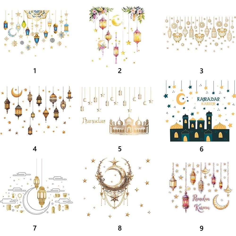 Star Moon Ramadan Kareem Decals Multicolor Mural Eid Mubarak Wall Stickers  Home Decoration