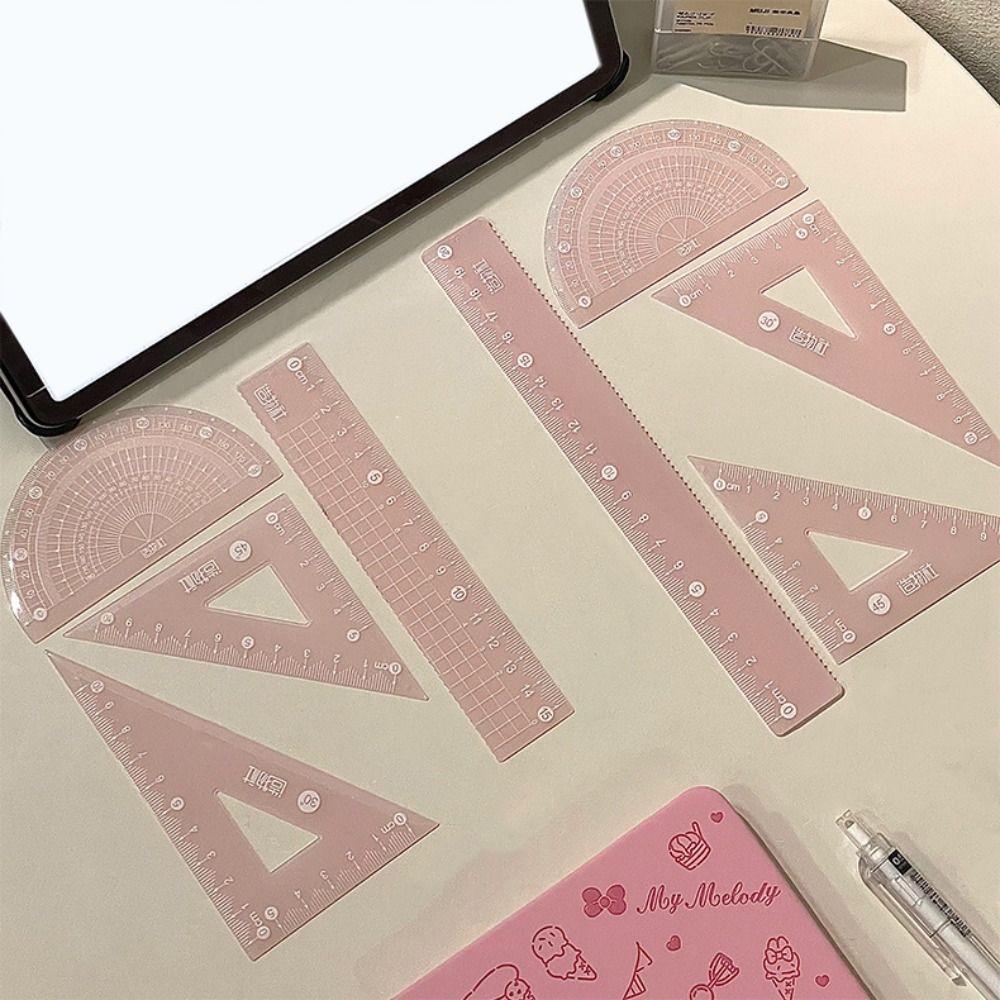 4 шт./набор Утолщенная прямая линейка Прозрачный угольник Многофункциональный набор желе-линеек Мальчики/Девочки