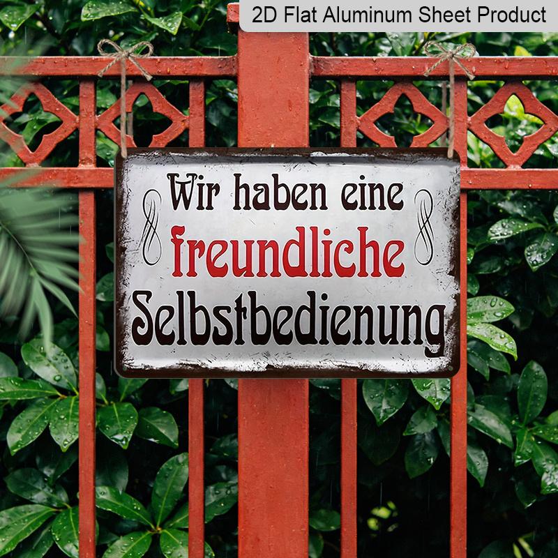 2D Flat German Sign "Wir Haben Eine Freundliche Selfservice" with Musical Notes, Size 8inch X 12inch, Perfect for Home Decor, Clubs and Outdoor