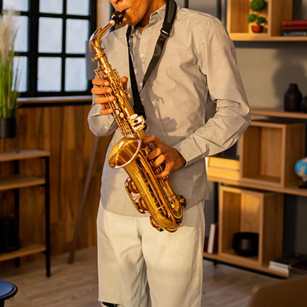 Saxophone Beginner Alto Saxophone Eb Saxophone Gold Lacquer with Protective Case Engraved Saxophone Beginner Set