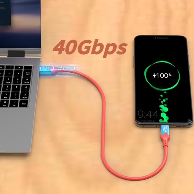 Кабель USB4 40 Гбит/с Высокоскоростная передача данных 240 Вт USB C на USB C Кабель Быстрая зарядка 8K@60Hz Кабель USB 4 для телефона