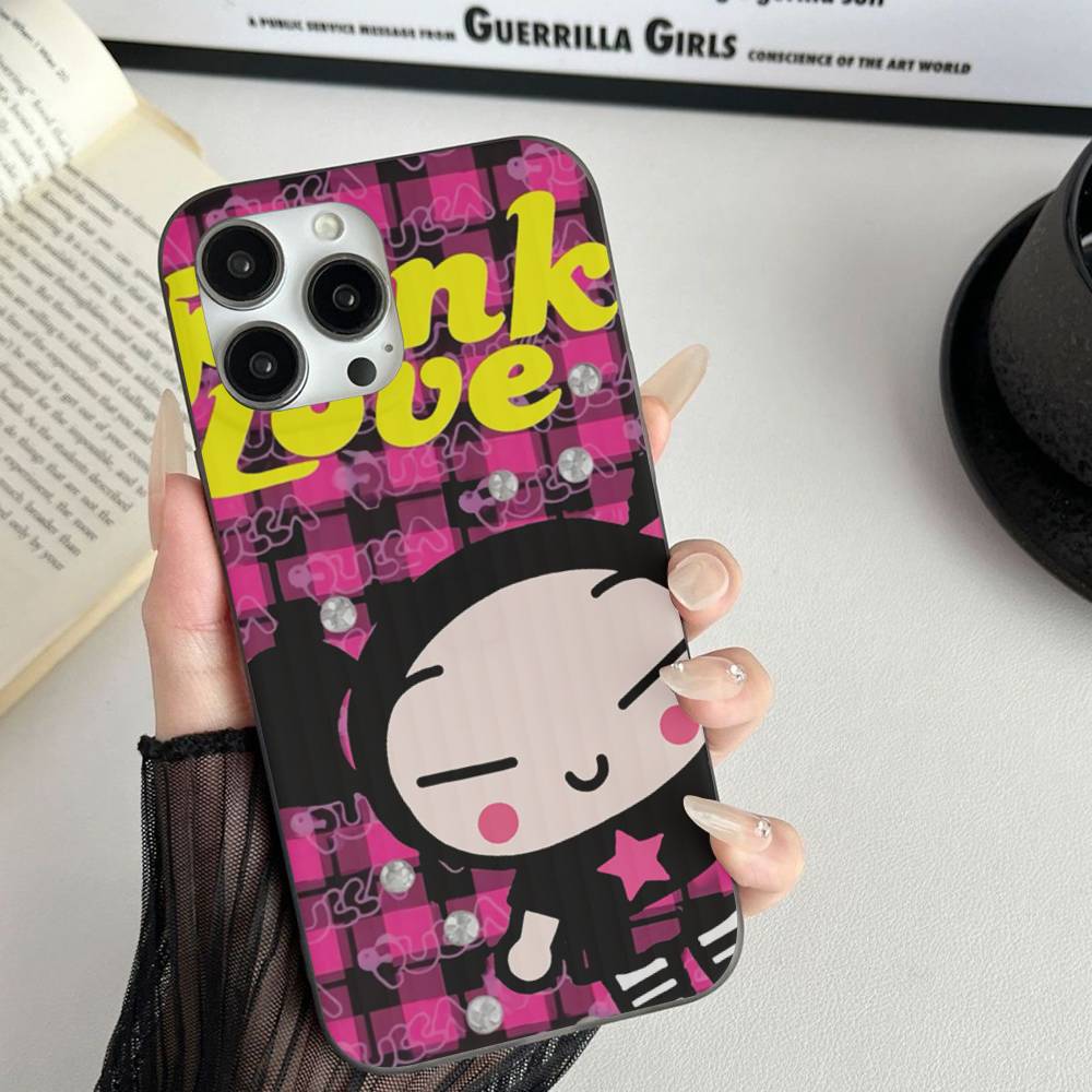 Animation Pucca Cate Phone Case For IPhone 17 16 15 14 13 12 11 Pro Max Plus Corrugated Bumper Back Cover Shell