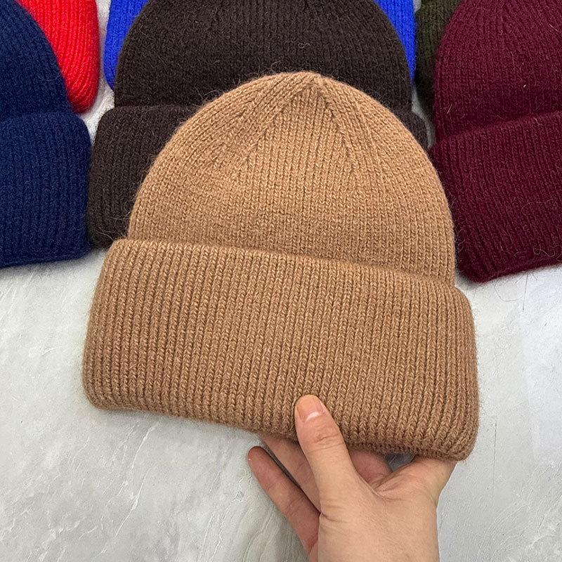 Hat Women's Autumn and Winter Wool Hat Casual Warm Versatile ins Knitted Hat Solid Color Light Board Cold Hat Men's Trend