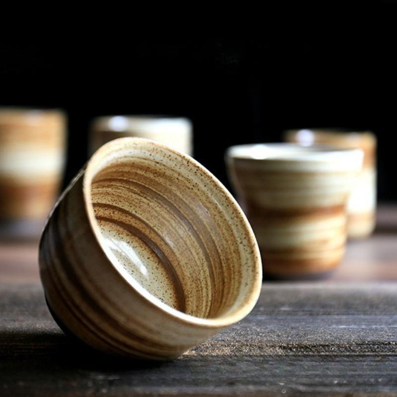 Японская керамическая кружка РакуРучная росписьВинтажнаяКерамическая чашка для чая/кофе 100-200 млНатуральная текстура5 стилейДля дома, отеля, ресторана
