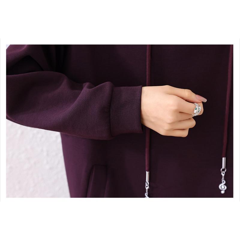 Dimanaf 2024 Плюс Размер Осень Однотонная Футболка Женская Новая Кружевная Капюшонная Пуловер Длинный Рукав Свободные Модные Топы Футболки