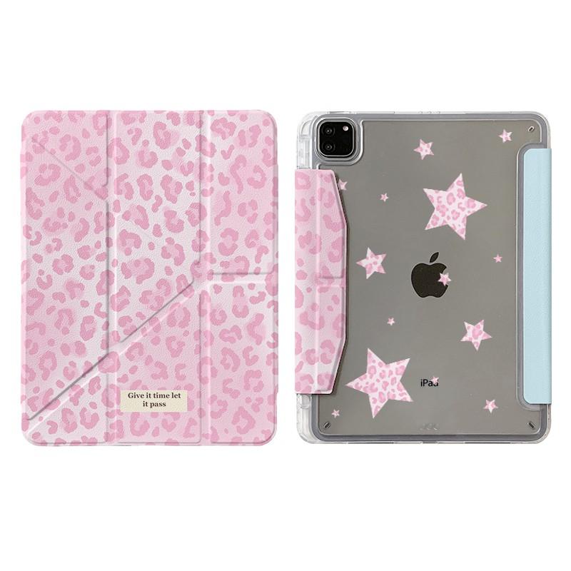Y-Shape Tri-Fold IPad Case With Pen Slot Blue Star Polka Dot 11 Air 8 7 6 10 Sleep Wake Function