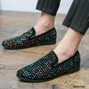 Fashion Luxury Designer Charm Rhinestones Pointed Flats Oxford Shoes Men Casual Loafers Formal Dress Footwear Sapatos Tenis Masculino